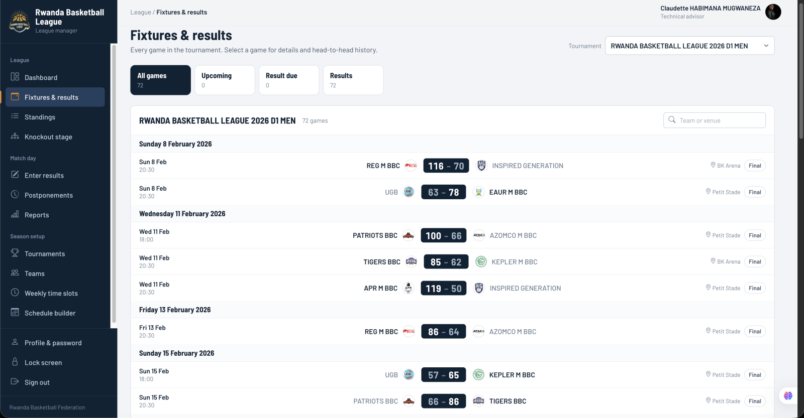 Digital Basketball Tournament & Match Scheduling Management System — screen 2